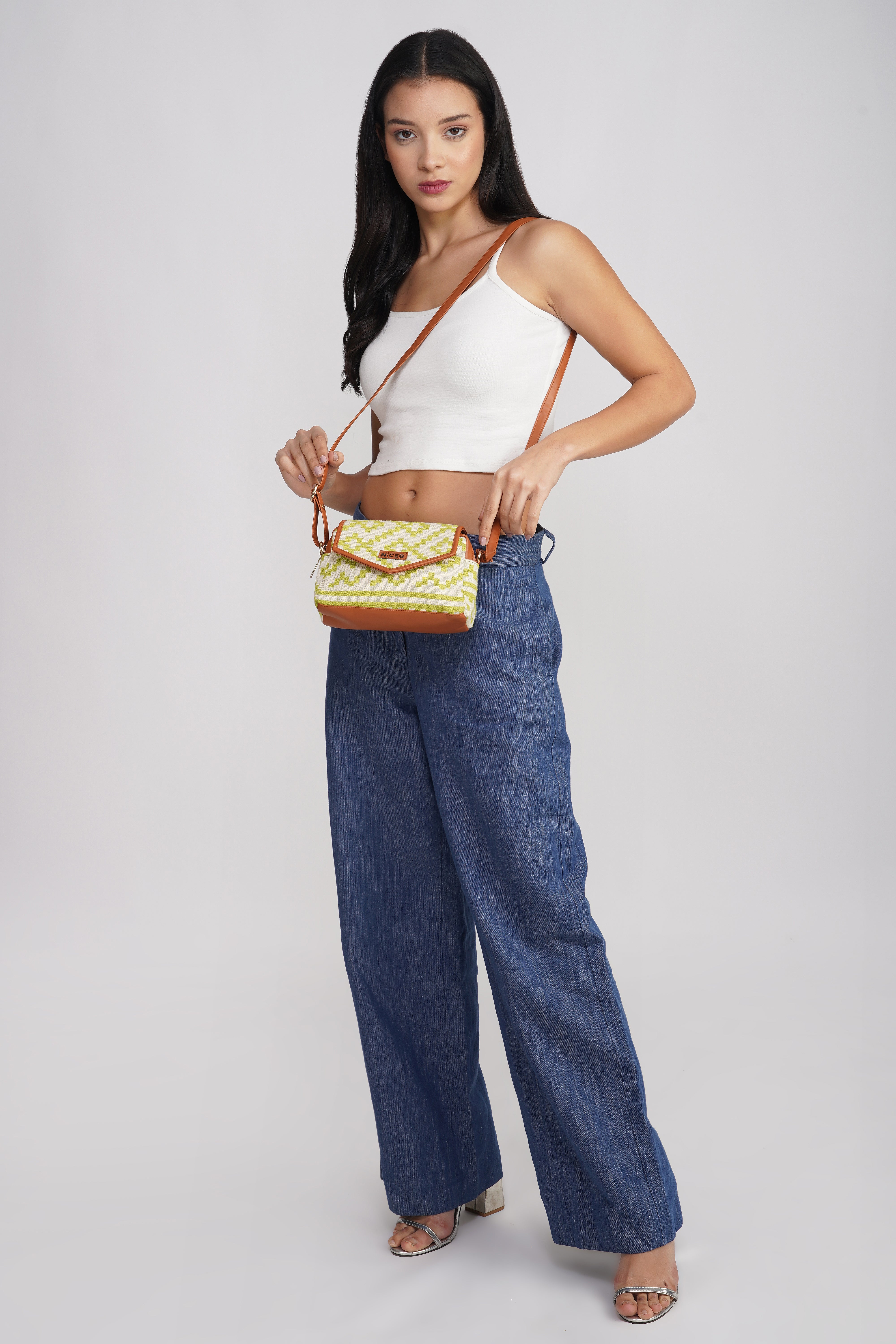 NiceG Eco Chic Green Sling Bags For Women & Girls